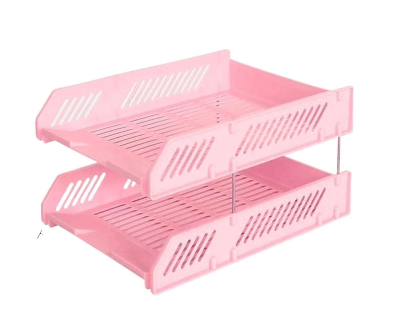 Bandeja de Almacenamiento Archivos A4 Simple, apilable, plástico, 2 Capas(Pink)