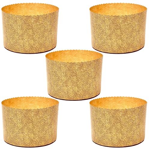 Set de 5 Moldes para Panettone Alto de 750 gr – Moldes Panettone de Papel de Pura Celulosa, Molde de Papel Diseñado para Panettone, resistente al calor 220 °C
