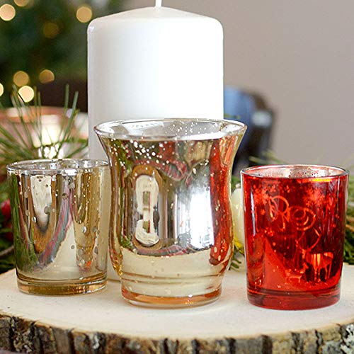 Just Artifacts 100pc (Bulk) Mercury Glass Votive Candle Holder 2.75" H (100pcs, Speckled Gold) - Mercury Glass Votive Tealight Candle Holders for Weddings, Parties and Home Décor