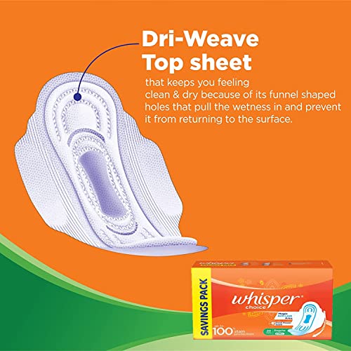 WHISPER CHOICE SANITARY PADS, 20 REGULAR PADS, UPTO 100% STAIN PROTECTION ALL DAY, WITH MAGIC ANTI LEAK AREAS, DRY TOP SHEET, WITH WINGS,... - Image 4