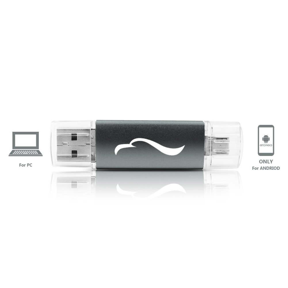 OTG USB Flash Drive 64GB Memory Stick for Android Phones, Techkey Pen Drive Jump Drive for Tablets, Thumb Drive Pendrive for PCs, Space Gray