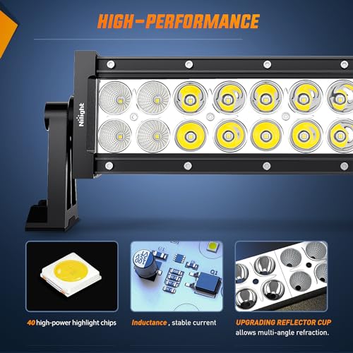 Image of Nilight 13.5Inch 72W Curved Spot Flood Combo Led Light Bar Off Driving RoadFog Light 12V On /Off Switch 16AWG Wiring Harness Kit-1 Lead,2 Year Warranty