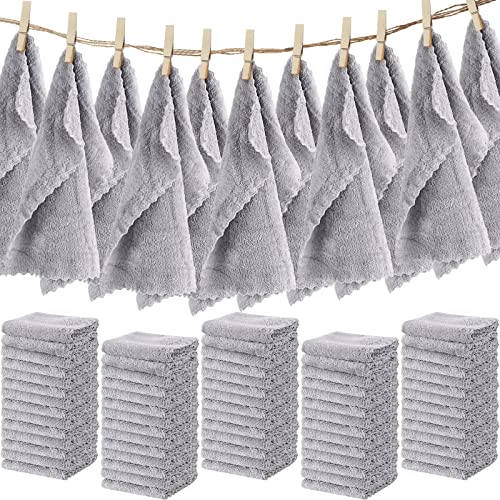 Newwiee 100 Pcs Microfiber Towels Absorbent Washcloths Bulk 12 X 12 Inch Soft Quick Drying Face Towels Bath Cloths Coral Velvet Bathroom Wash Clothes For Bath Spa Facial Fingertip Towel (Grey) #TOP11