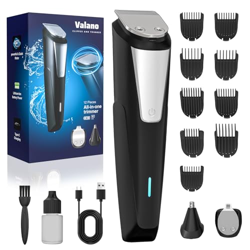 Valano Tondeuse Cheveux Hommes, Tondeuse Barbe Homme Charge USB, Tondeuse à Nez, Tondeuse Cheveux Professionnelle de Précision Kit 3 en 1 avec 9 Accessoires de 1 à 16...