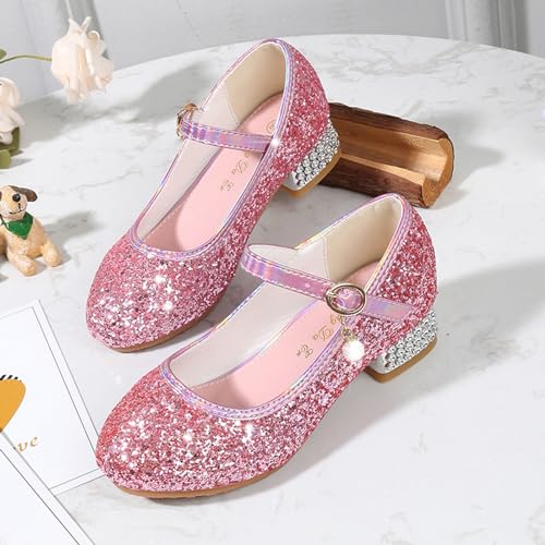 Betadog Girls Sandals Kids Glitter Bow Dress Shoes Heel Sequins Princess Sandals Toddler Flower Wedding Party Shoes (Pink-j, 1.5)2