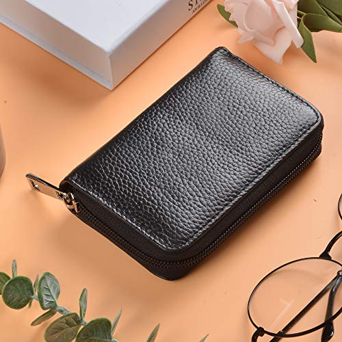 Easyoulife Genuine Leather Credit Card Holder Zipper Wallet With 26 Card Slots2