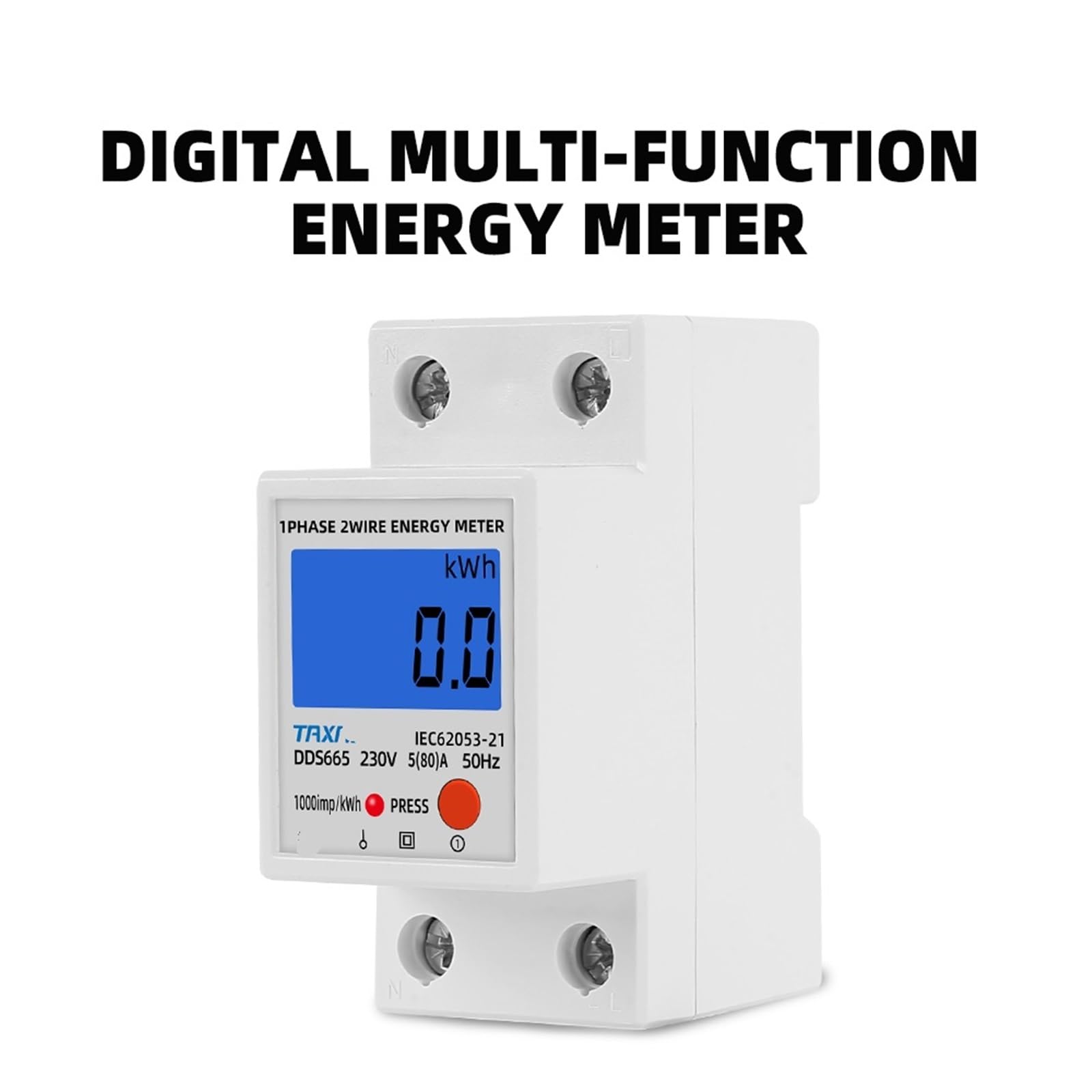 Din Rail LCD Digital Backlight Single Phase Energy Meter kWh Power Consumption Meter Wattmeter Electronic AC 220V 120V 80A Reset(120VAC)
