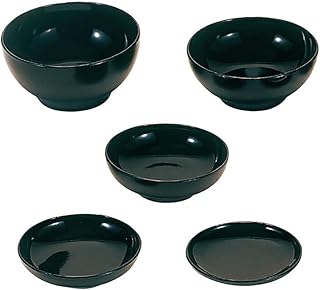 木質応量器 黒塗5点組 臨済宗用 木粉入メラミン樹脂製 黒塗仕上げ 日本製 仏具セット 修行 禅宗 修行僧 坐禅 (sou03006)