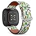 CJBROES Replacement Leather Watch Band, Compatible with Fitbit Versa 3 and Fitbit Sense of Wristband Bracelet Accessory - Watercolor-Tropical