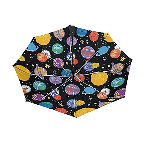Parapluie pliable automatique résistant à la pluie et anti-UV noir