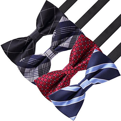 Image of AUSKY 8 PACKS Elegant Adjustable Pre-tied Bow Ties for Men Boys (1&4&5&6&8 Pack for option)
