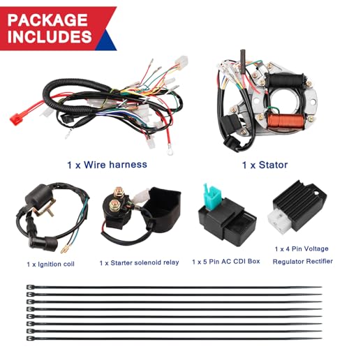 Image of Wiring Harness Kit Stator CDI Box Ignition Coil Voltage Regulator Rectifier for 50cc 110cc 125cc Tao Tao Coolster Apollo Kazuma Sunl Chinese ATV Quad Kids Four Wheeler 4 Stroke Engine Parts