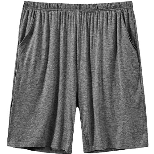 Jinshi Mens Pajama Shorts Comfortable Sleepwear Lounge Shorts Ultra-Soft Sleep Shorts With Pockets, Deep Gray, Size L #TOP1