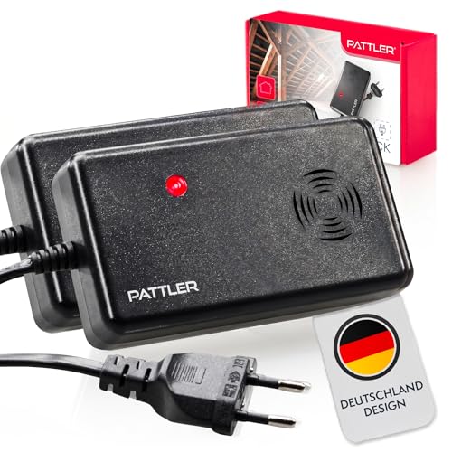 PATTLER Marderschreck Auto mit Stecker – Marderschutz & Marderabwehr Auto mit Ultraschall bis 60m² – Maderschrecker Haus für Garage Dachboden Keller Carport mit Anti Gewöhnungseffekt – 2 Stück