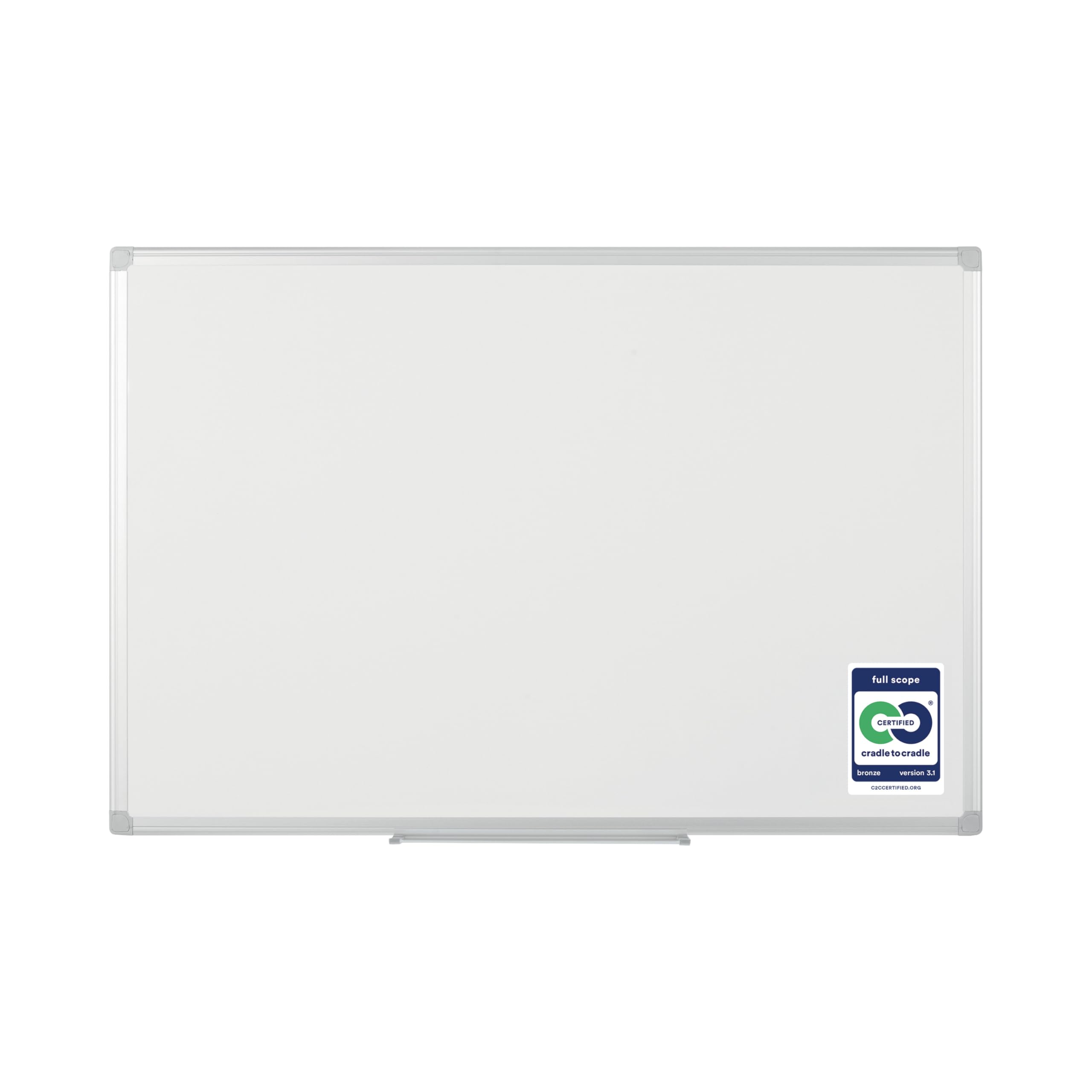 Bi-Office Earth Whiteboard Wall Mounted Melamine Single Sided 90 (W) X 60 (H) Cm