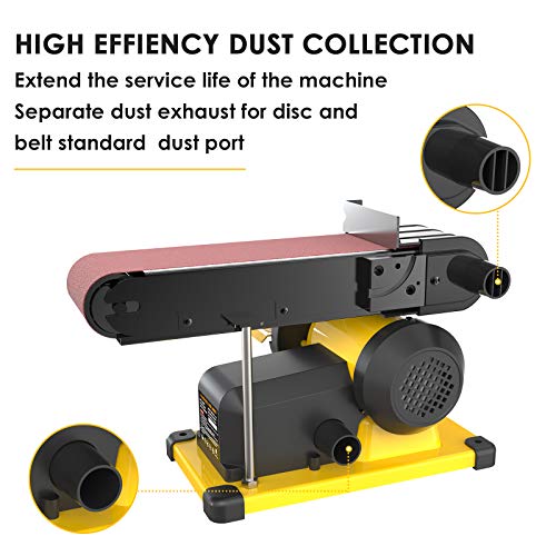 Woodskil Professional 4.3A Belt Sander, 4 x 36 in. Belt & 6 in. Disc Sander with 3/4HP Low Noise