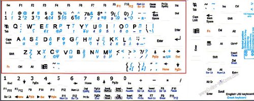 Pegatinas para Teclado Netbook Griego-Inglés Fondo Negro miniatura 2