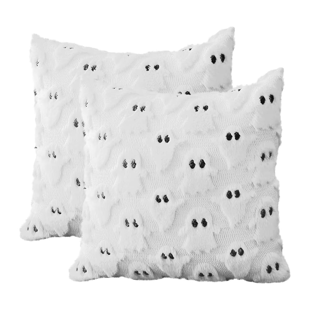 Halloween Ghost Spooky Pillow Covers Comfortable Throw Pillow Cases Decorative Throw Pillows for Couch Sofa Bedroom Halloween Decor