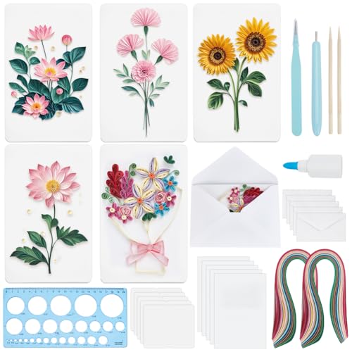 Kit de bricolage en papier adulte avec lys et lotus pour carte de vœux DIY