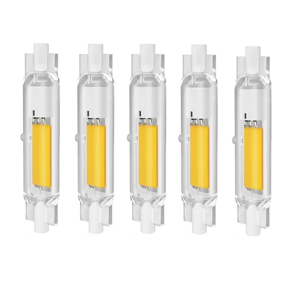 R7S LED 78mm Dimmable Bulb,10W/15W Flicker-Free Lighting,360° Beam Dual-Ended Bulb,Halogen Replacement 5pcs(2700K 230V 15W)