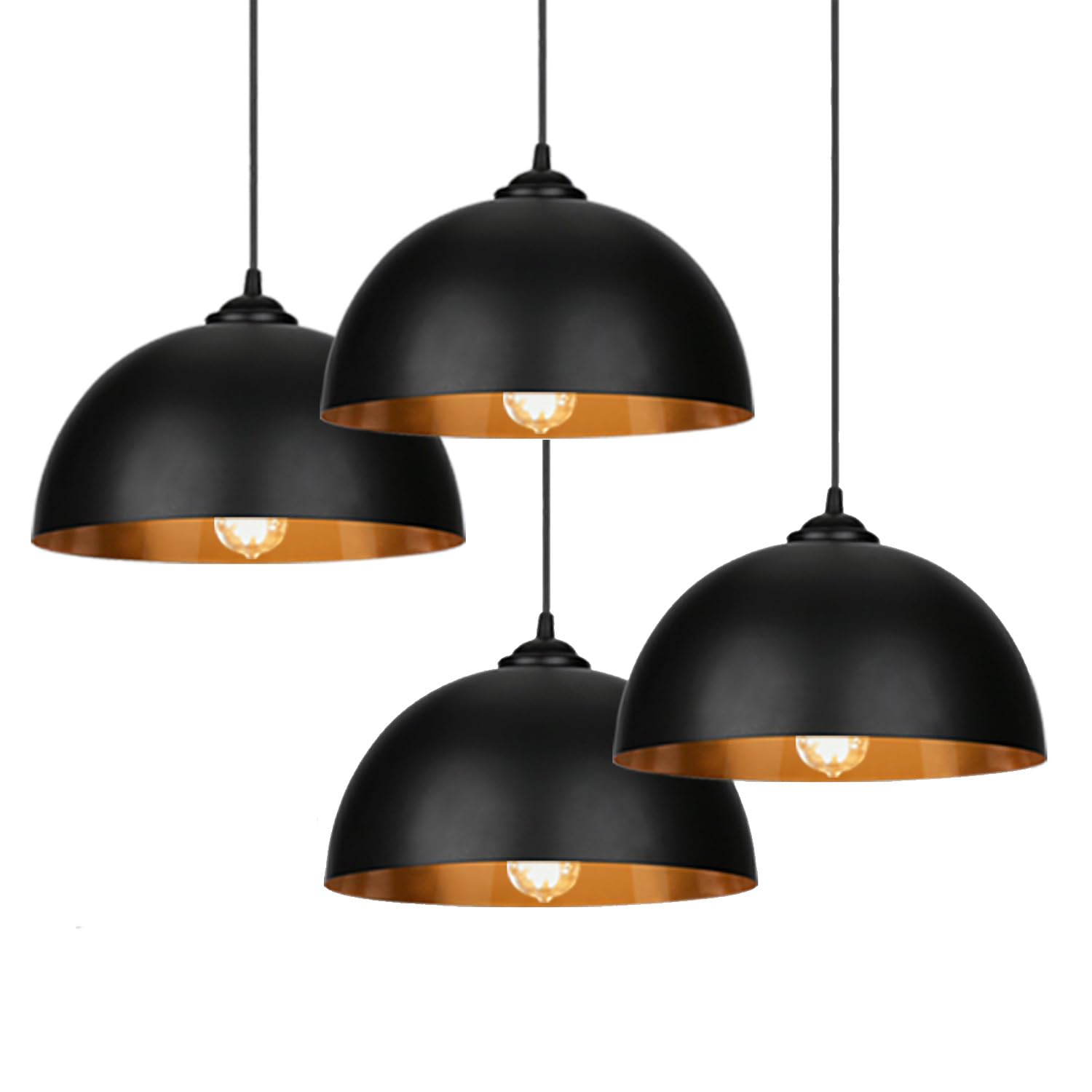 Herrselsam 4er Pendelleuchte Metall Ø30cm E27 Schwarz Bronze | Geeignet für LED-, Energiespar- und Glühlampen mit E27 Fassung bis max. 60W