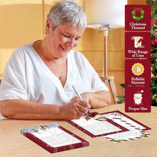 100 Sheets Christmas Stationery Paper 8.5" x 11" Xmas Santa Candy Cane Holly Border Letterhead Decorative Writing Letter Notes for Winter Holiday Events Invitations Greetings Office School Printing - Image 6