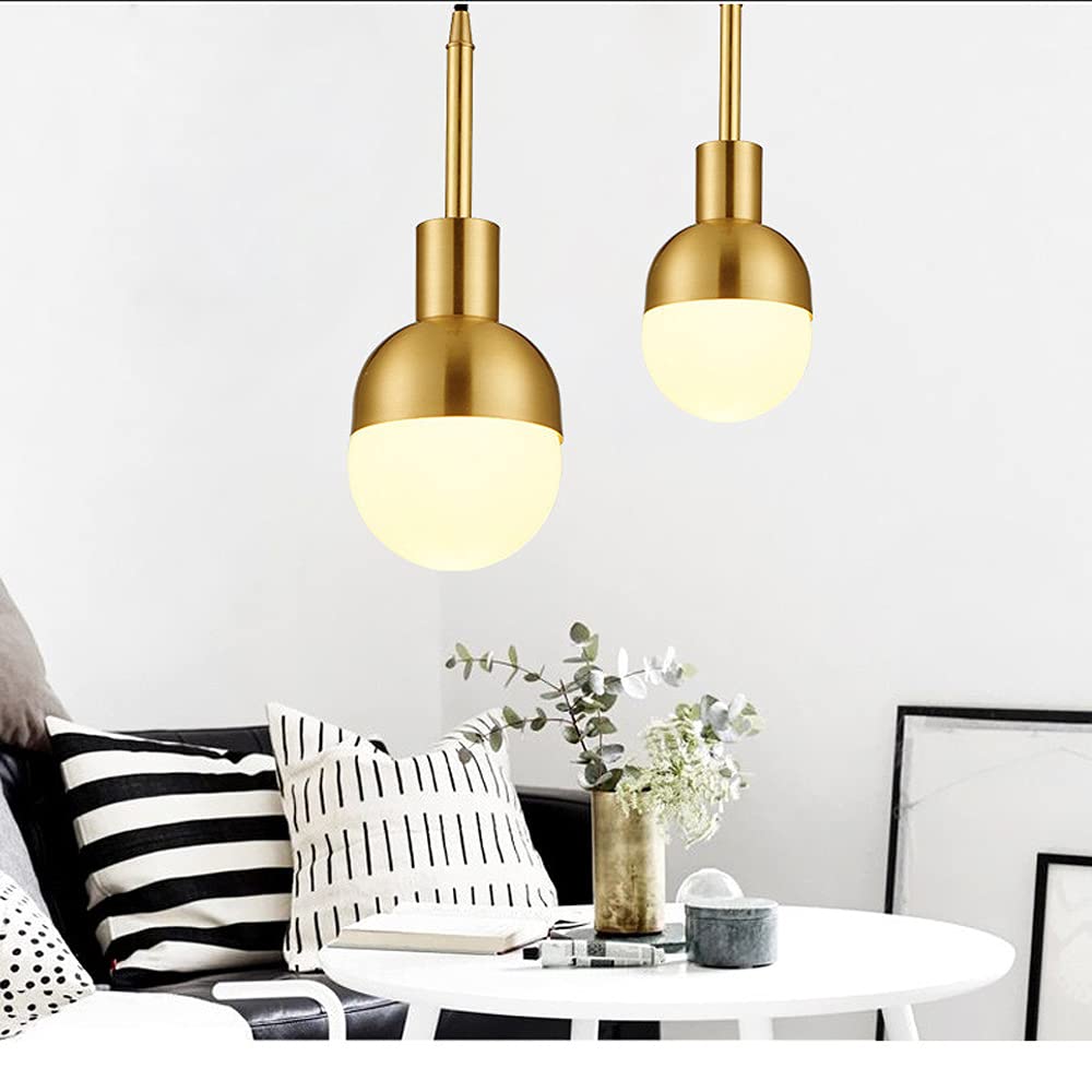 Lampa sufitowa LED, szklany klosz, złoty żyrandol w stylu połowy wieku, nowoczesny i industrialny vintage