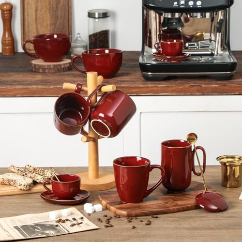 Taza de cerámica con infusor y tapa 16 oz rojo miniatura 6