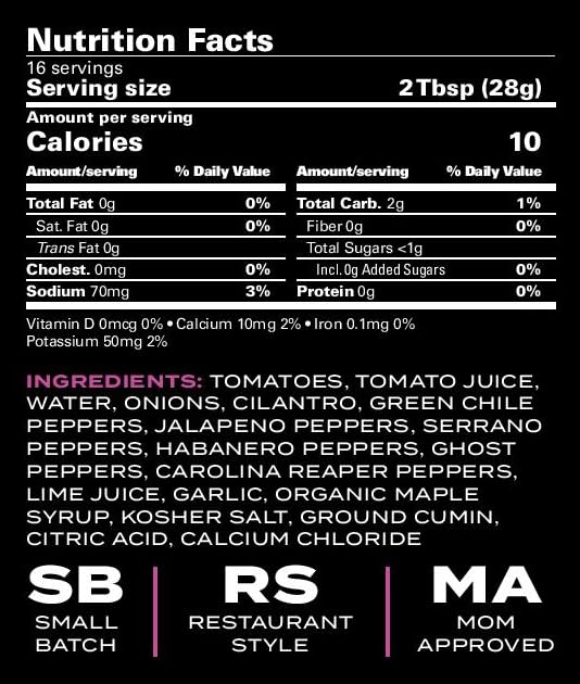 Miniatura 3 de Sixth Day Snacks Carolina Reaper XXX - Salsa caliente (16 onzas), sin gluten, ingredientes frescos, vegana y baja en sodio