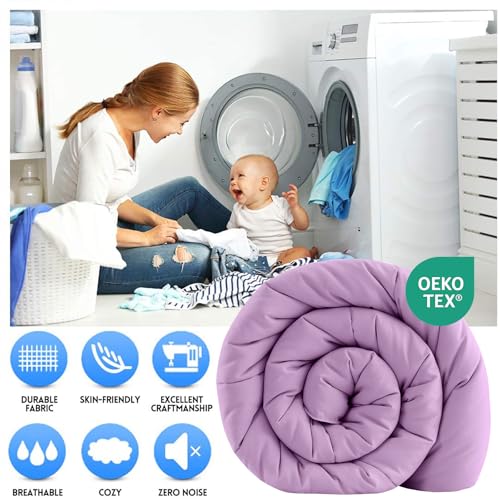 EASELAND Oversized King Down Alternative Comforter - Quilted Duvet Insert for All Seasons, Soft Lightweight with Corner Tabs, Summer Winter Warm Bedding, Lavender 98x116 Inches