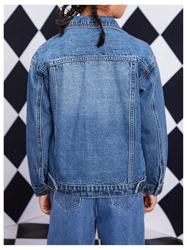 Boy's Denim Jacket Ripped Long Sleeve Button Down Jeans Jacket with Pocket2