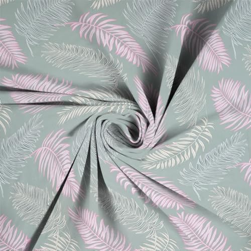 Image of NEW LEAF Glace Cotton 200 TC Flat Single Bedsheets For Summer Breathable | Wrinklefree (Size-60 X 90 Inch) With 1 Pillow Covers (Size-17 X 27 Inches, LEAF Print Pastle Green Pink), Small Single