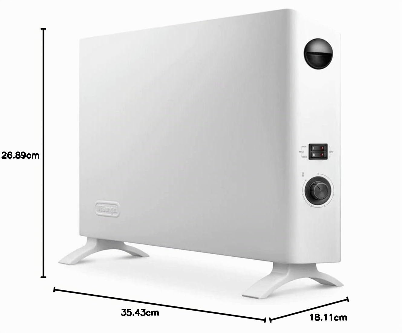 De'Longhi HSX2320F Convecteur électrique, silencieux, bouton intuitif pour pièces jusqu'à 60 m³, ventilateur supplémentaire, blanc