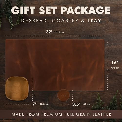 Elizo Full Grain Leather Desk Mat Set