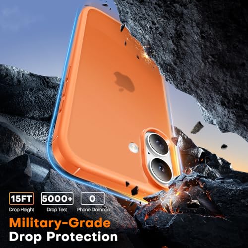 Image of TAURI for iPhone 17 Case, with Screen Protector, Matte Orang | Full Camera Protection, Anti-Yellowing Military-Grade Protection Shockproof Slim Phone Case for iPhone 17