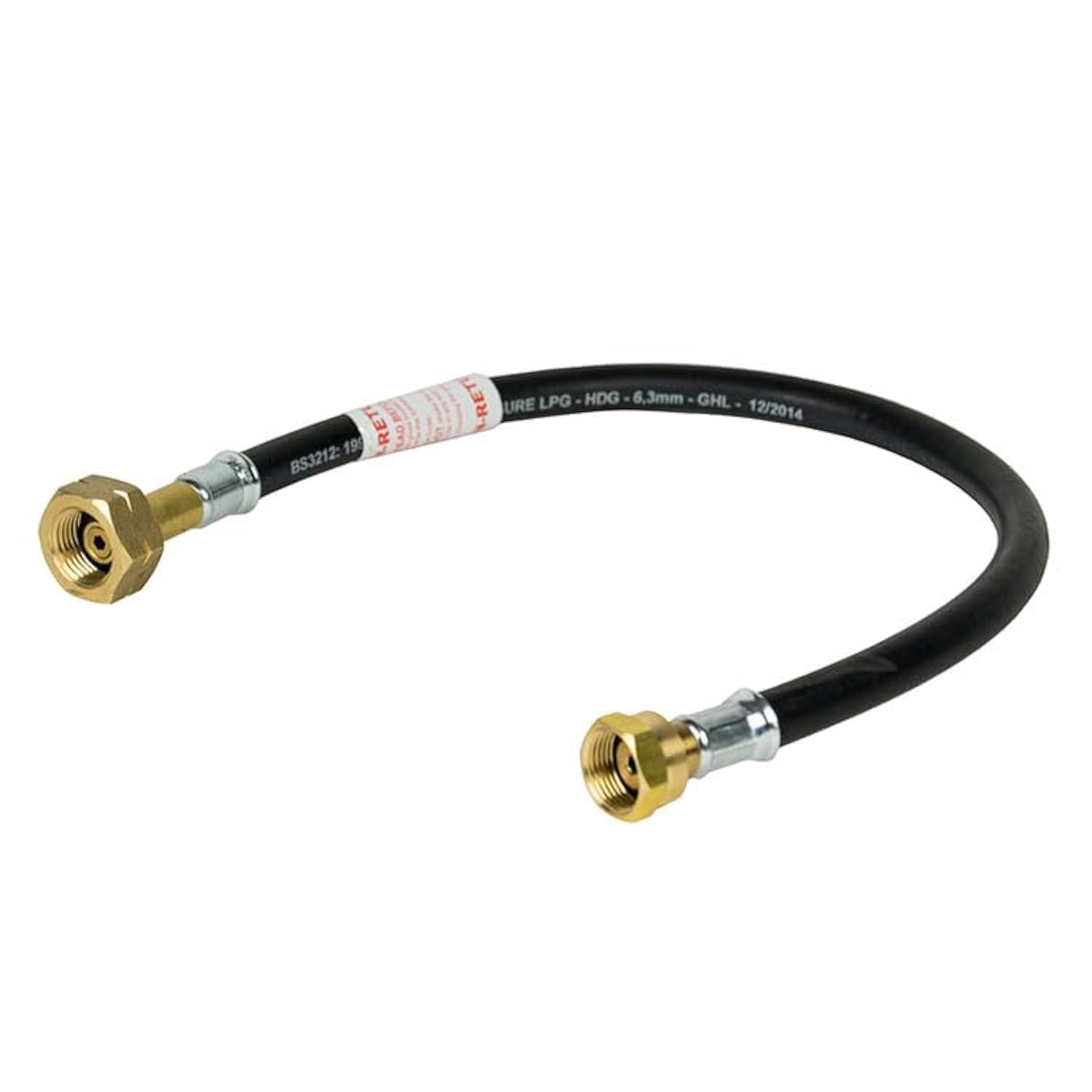 Hamilton Gas Products Ltd Black/Orange Stripe Hamilton Gas Products Butane Nut | Pigtail Hose With Nrv Excess Flow Safety Valve - 0.5M, 20" | Connecting Motorhome Or Caravan To Bulkhead, Gas Cylinder Or Changeover | Easy Fitting