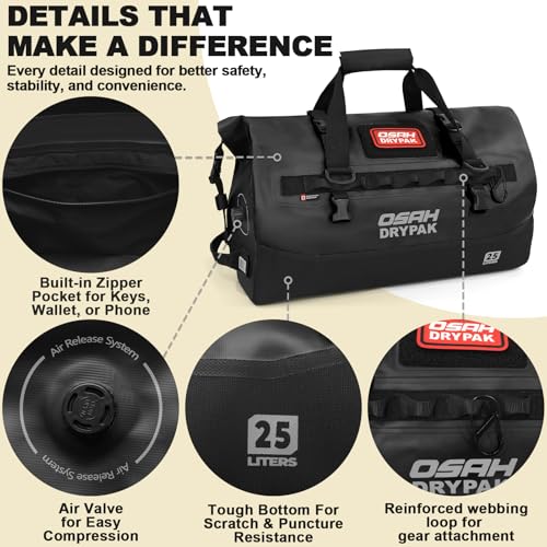 Image of Waterproof Duffel Bag 25L /40L /60L - Heavy-Duty Motorcycle Tail Bag, Roll-Top Dry Bag for Travel, Camping, Boating, Kayaking, Outdoor Adventure