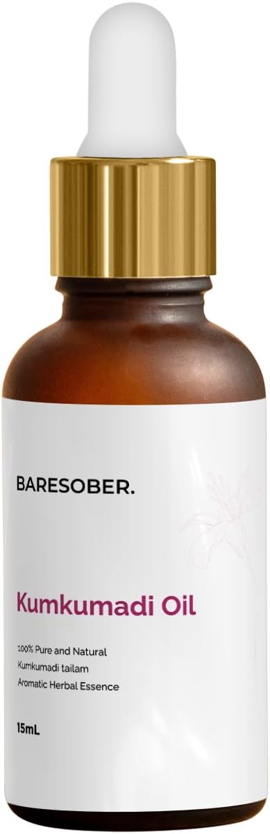 BARESOBER 100% Pure Kumkumandi Oil -15ml | Face Serum | Oil for Glowing Skin | Even Complexion Made with Potent Herbs | Ideal for All Skin Types | No Side Effects
