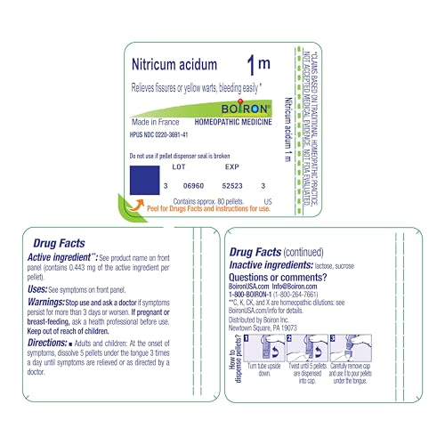 Boiron Nitricum Acidum 1M for Bleeding Fissures or Warts - 80 Pellets - image 9