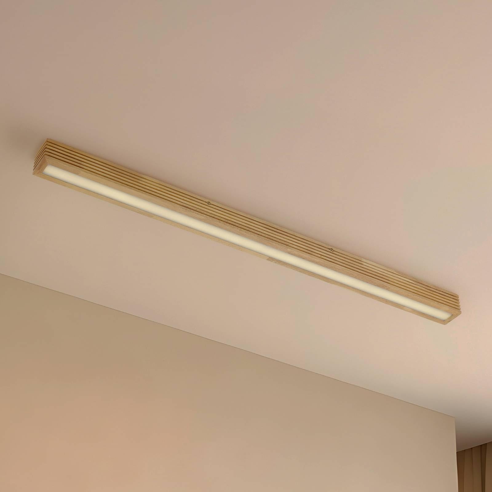 Lucande LED Lámpara de techo Emara (Diseño) en Marrón hecho Madera e.o. para Salón & Comedor (1 llama, lámpara madera,