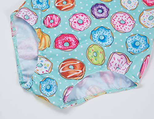 TENVDA Bathing Suit for Girls Size 4t 5t Green Donuts 3D Printed One Piece Swimwear Quick Dry Cute Kids Swimsuits - Thumbnail 6