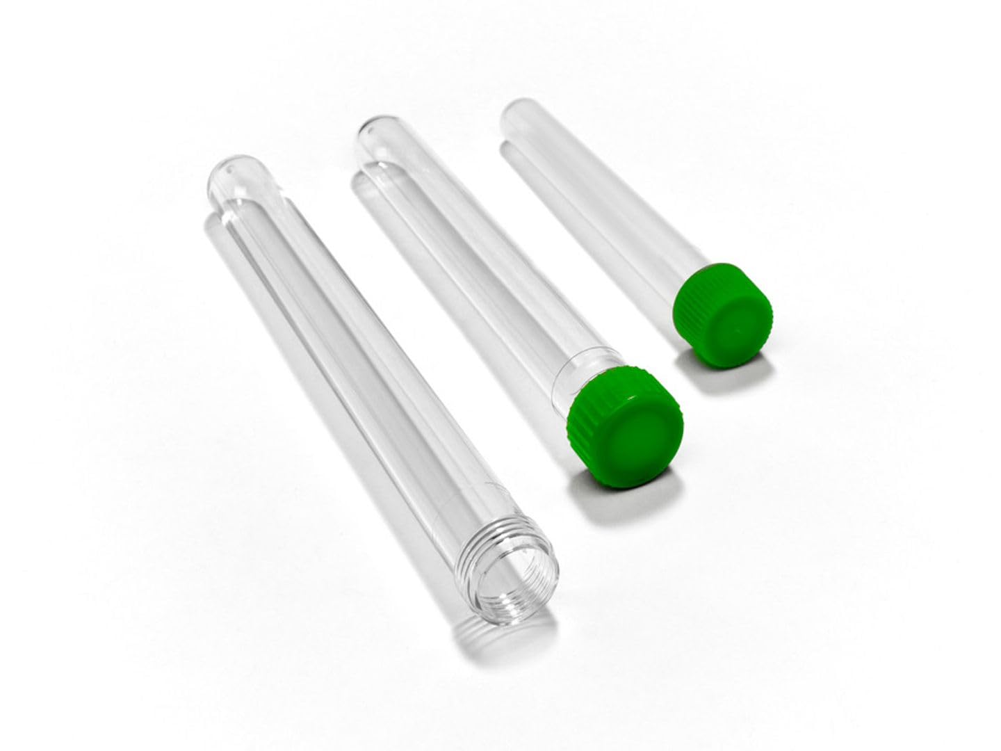 Caplugs Evergreen 214-2068-G50 General Purpose Test Tubes with Screw Caps TTTC Series, 13mm (D) x 100mm (H), 8 mL, Polystyrene Tube, HD-PE Cap, Laboratory Testing, Transparent, Green (Pack of 250)