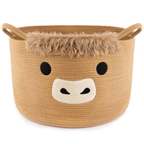 Image of Large Highland Cute Cow Basket for Nursery,Laundry Blanket Gift Basket