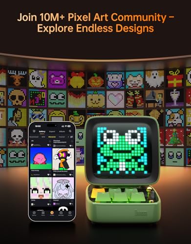 Image of Divoom Ditoo Pro Retro Pixel Art Game Bluetooth Speaker with 16X16 LED App Controlled Front Screen (Green)