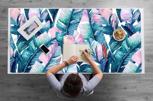 Tapete de Escritura 120x60 cm Protección Antisuciedad Antideslizante Para Oficina o Hogar Multifuncional Fácil de Limpiar Impermeable Resistente al Agua PVC Vinilo - Hojas de arcoíris