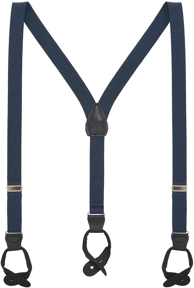 Suspender Store Tone-on-Tone Checkered Suspenders - 1.5-Inch Wide Elastic Jacquard - Button - 5 Colors & 3 Sizes