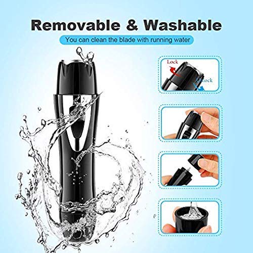 Painless 4 in 1 USB Rechargeable Waterproof Painless Facial Hair, Eyebrow, Nose Electric Trimmer for Women (Black) (Black) 1