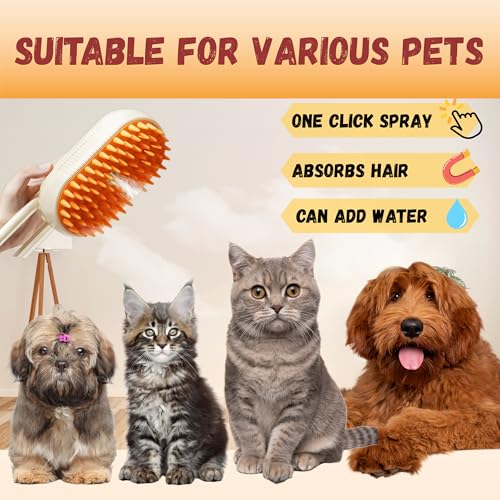 Image of 4-in-1 Cat Steam Brush | Rechargeable & Anti-Static | Massage & Cleaning | Shedding & Combing in One!