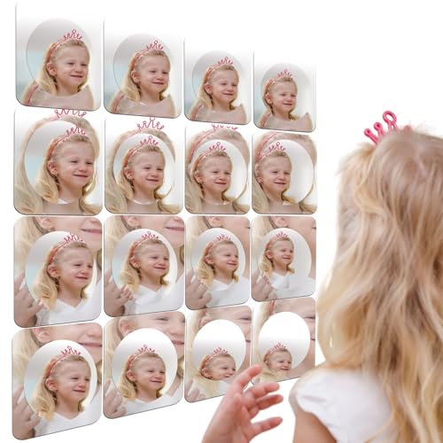 Handepo 16 Pack Sensory Bubble Wall Mirror 10" Interactive Acrylic Mirrors for Wall Decor Sensory Toddler Mirror Toys for Kids Classroom Home Visual Tactile Stimulate Cognitive