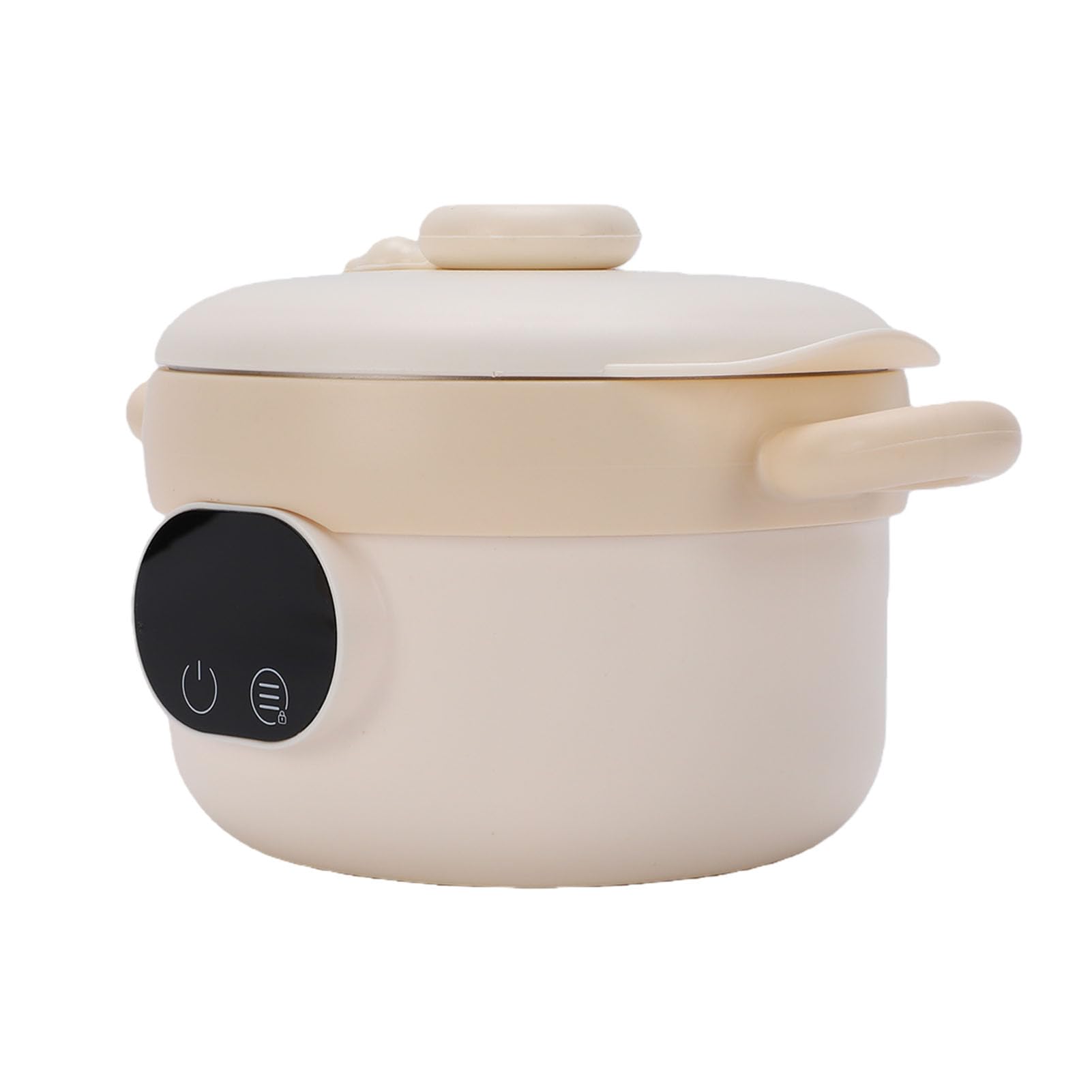 Tazón Calentador de Alimentos Eléctrico, Aislada Recargable Portátil e Inalámbrica para Comida de bebé, Acero Inoxidable, 470ML (De color crema)